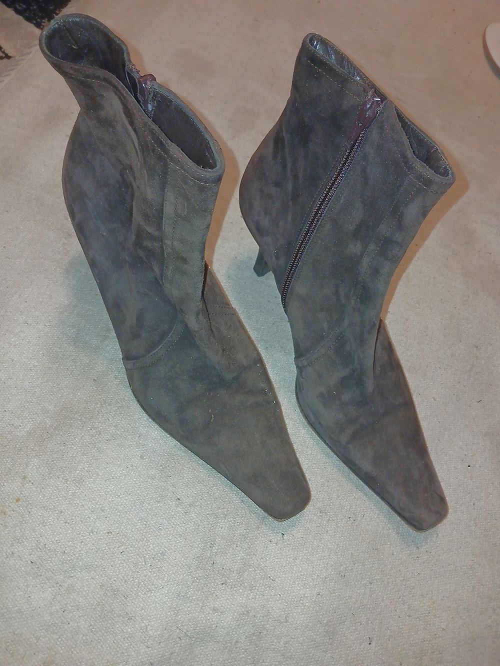 Via Spiga Dark Brown Suede Pointed-Toe Ankle Boots